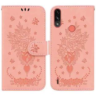 For Motorola Moto E7 Power / E7i Power Butterfly Rose Embossed Leather Phone Case(Pink)