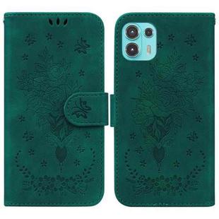 For Motorola Edge 20 Lite Butterfly Rose Embossed Leather Phone Case(Green)