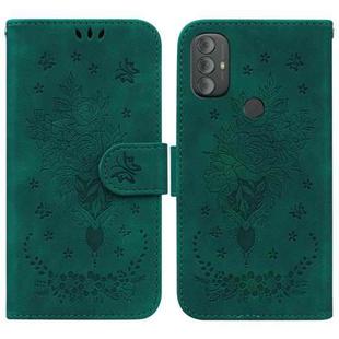 For Motorola Moto G Power 2022 Butterfly Rose Embossed Leather Phone Case(Green)