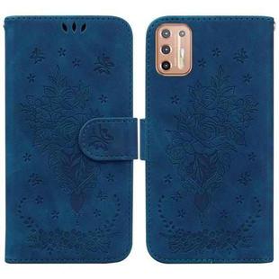 For Motorola Moto G30 / G10 / G20 Butterfly Rose Embossed Leather Phone Case(Blue)