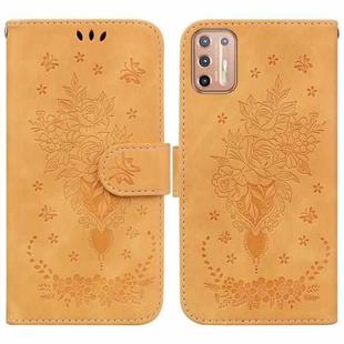 For Motorola Moto G30 / G10 / G20 Butterfly Rose Embossed Leather Phone Case(Yellow)