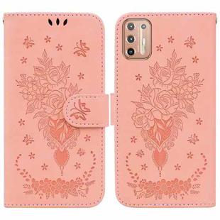 For Motorola Moto G30 / G10 / G20 Butterfly Rose Embossed Leather Phone Case(Pink)