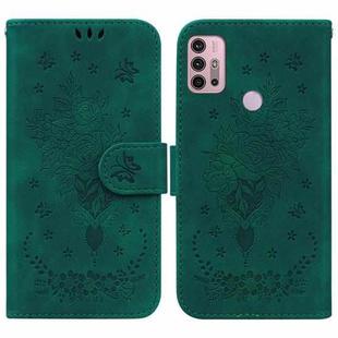 For Motorola Moto G31 / G41 Butterfly Rose Embossed Leather Phone Case(Green)