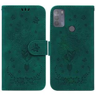 For Motorola Moto G50 Butterfly Rose Embossed Leather Phone Case(Green)