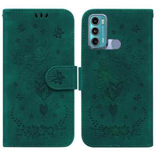 For Motorola Moto G60 / G40 Fusion Butterfly Rose Embossed Leather Phone Case(Green)