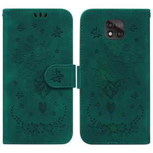 For Motorola Moto G Power 2021 Butterfly Rose Embossed Leather Phone Case(Green)