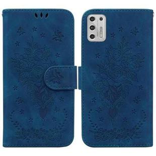 For Motorola Moto G Stylus 2021 Butterfly Rose Embossed Leather Phone Case(Blue)