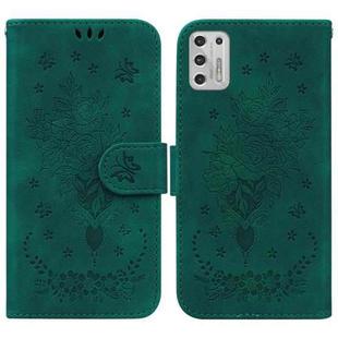 For Motorola Moto G Stylus 2021 Butterfly Rose Embossed Leather Phone Case(Green)