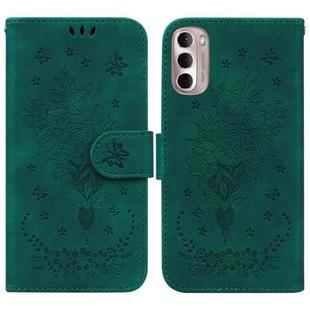 For Motorola Moto G Stylus 4G 2022 Butterfly Rose Embossed Leather Phone Case(Green)