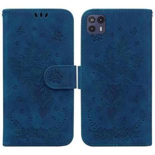 For Motorola Moto G50 5G Butterfly Rose Embossed Leather Phone Case(Blue)