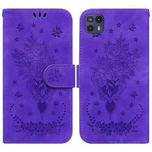 For Motorola Moto G50 5G Butterfly Rose Embossed Leather Phone Case(Purple)