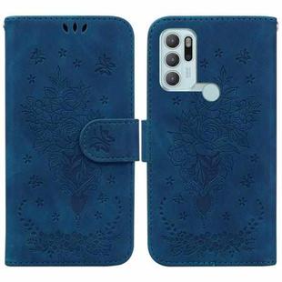For Motorola Moto G60S Butterfly Rose Embossed Leather Phone Case(Blue)