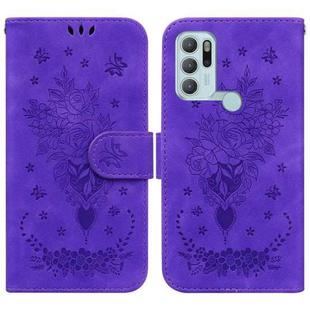 For Motorola Moto G60S Butterfly Rose Embossed Leather Phone Case(Purple)