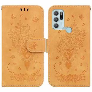 For Motorola Moto G60S Butterfly Rose Embossed Leather Phone Case(Yellow)