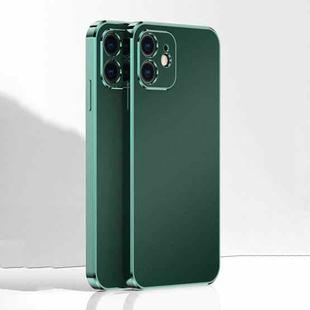 Ultra Thin Electroplated Frosted TPU Phone Case For iPhone 12(Dark Green)
