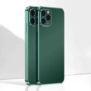 Ultra Thin Electroplated Frosted TPU Phone Case For iPhone 12 Pro(Dark Green)