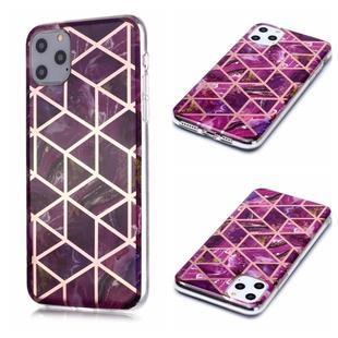 For iPhone 11 Pro Max Plating Marble Pattern Soft TPU Protective Case(Purple)