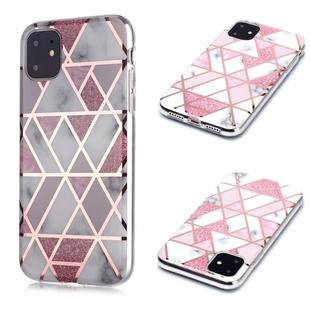 For iPhone 11 Plating Marble Pattern Soft TPU Protective Case(Pink)