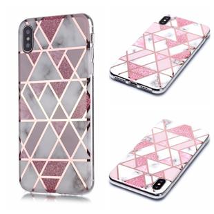 For iPhone XS Max Plating Marble Pattern Soft TPU Protective Case(Pink)