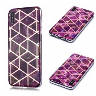 For iPhone XS Max Plating Marble Pattern Soft TPU Protective Case(Purple)