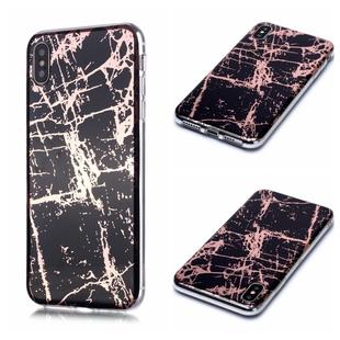 For iPhone XS Max Plating Marble Pattern Soft TPU Protective Case(Black Gold)