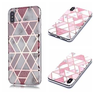 For iPhone X / XS Plating Marble Pattern Soft TPU Protective Case(Pink)