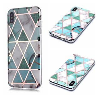 For iPhone X / XS Plating Marble Pattern Soft TPU Protective Case(Green White)