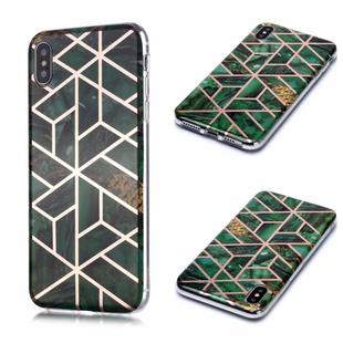 For iPhone X / XS Plating Marble Pattern Soft TPU Protective Case(Green)