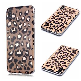 For iPhone X / XS Plating Marble Pattern Soft TPU Protective Case(Leopard)