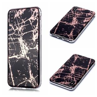 For iPhone X / XS Plating Marble Pattern Soft TPU Protective Case(Black Gold)