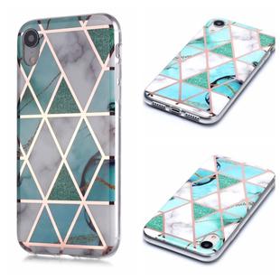 For iPhone XR Plating Marble Pattern Soft TPU Protective Case(Green White)