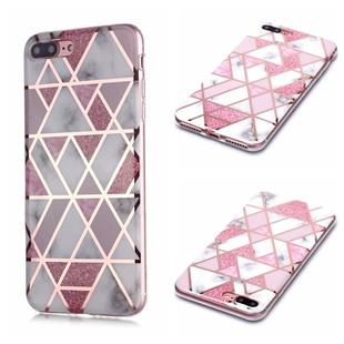 For iPhone 7 Plus / 8 Plus Plating Marble Pattern Soft TPU Protective Case(Pink)