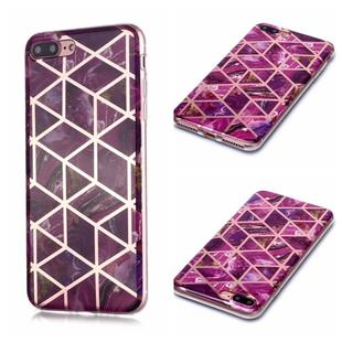 For iPhone 7 Plus / 8 Plus Plating Marble Pattern Soft TPU Protective Case(Purple)