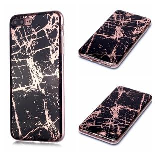 For iPhone 7 Plus / 8 Plus Plating Marble Pattern Soft TPU Protective Case(Black Gold)