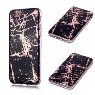 For iPhone 7 / 8 Plating Marble Pattern Soft TPU Protective Case(Black Gold)