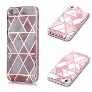 For iPhone 5 & 5s & SE Plating Marble Pattern Soft TPU Protective Case(Pink)