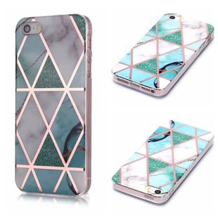 For iPhone 5 & 5s & SE Plating Marble Pattern Soft TPU Protective Case(Green White)