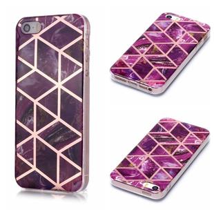 For iPhone 5 & 5s & SE Plating Marble Pattern Soft TPU Protective Case(Purple)