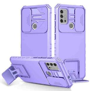For Motorola Moto G30 / G10 Stereoscopic Holder Sliding Camshield Phone Case(Purple)