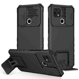 For OPPO A15 Stereoscopic Holder Sliding Camshield Phone Case(Black)