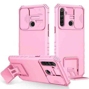 For OPPO Realme 5 / 5i / C3 Stereoscopic Holder Sliding Camshield Phone Case(Pink)