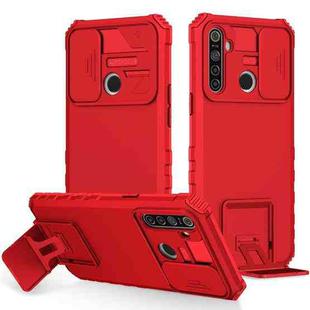 For OPPO Realme 5 / 5i / C3 Stereoscopic Holder Sliding Camshield Phone Case(Red)