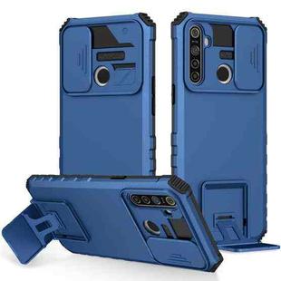 For OPPO Realme 5 / 5i / C3 Stereoscopic Holder Sliding Camshield Phone Case(Blue)