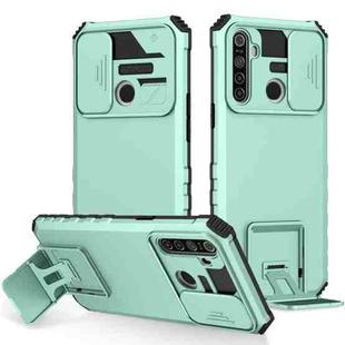 For OPPO Realme 5 / 5i / C3 Stereoscopic Holder Sliding Camshield Phone Case(Light Blue)
