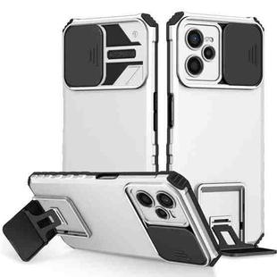 For OPPO Realme C35 Stereoscopic Holder Sliding Camshield Phone Case(White)