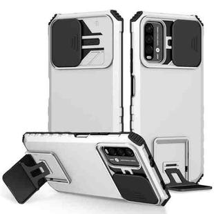 For Xiaomi Poco M3 / Redmi Note 9 4G Stereoscopic Holder Sliding Camshield Phone Case(White)