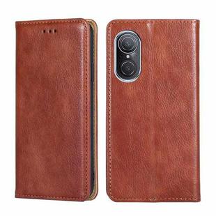 For Huawei nova 9 SE 4G Gloss Oil Solid Color Magnetic Flip Leather Phone Case(Brown)