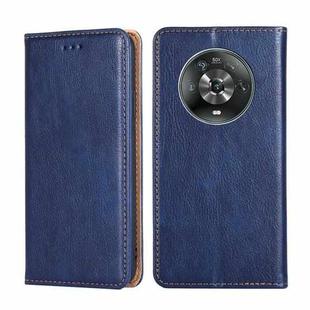 For Honor Magic4 Gloss Oil Solid Color Magnetic Flip Leather Phone Case(Blue)