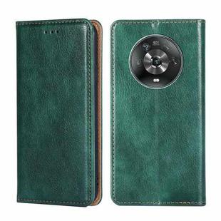 For Honor Magic4 Gloss Oil Solid Color Magnetic Flip Leather Phone Case(Green)