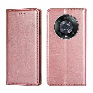 For Honor Magic4 Pro Gloss Oil Solid Color Magnetic Flip Leather Phone Case(Rose Gold)